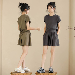 女童夏装套装2026新款洋气短袖休闲两件套小女孩纯棉度假女装童装