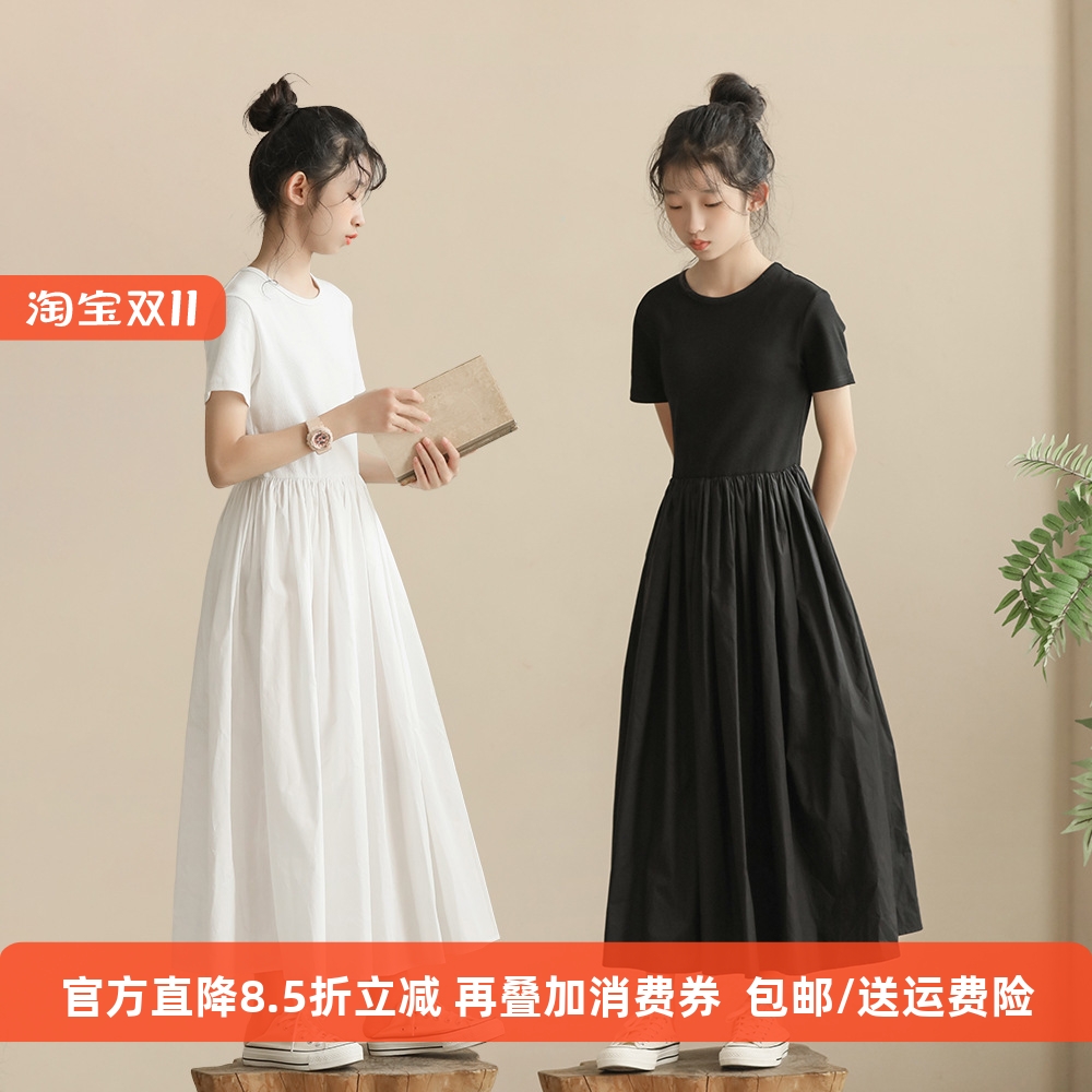 小黑裙夏秋季薄款连衣裙女童纯棉