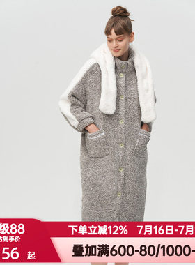 爱美丽IMIS秋冬季睡衣女舒棉绒兔耳连帽保暖长袖家居睡裙IM44BKC1