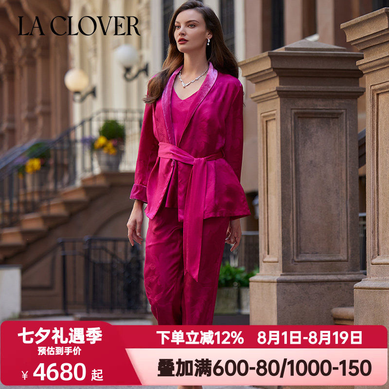 La Clover兰卡文秋冬季繁花之境系列分身睡衣女士三件套装LC46YD1