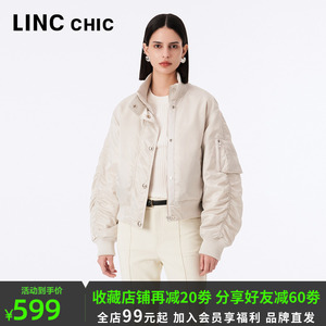 LINC金羽杰羽绒服女短款秋冬季立领轻薄夹克白鸭绒外套Y21801101