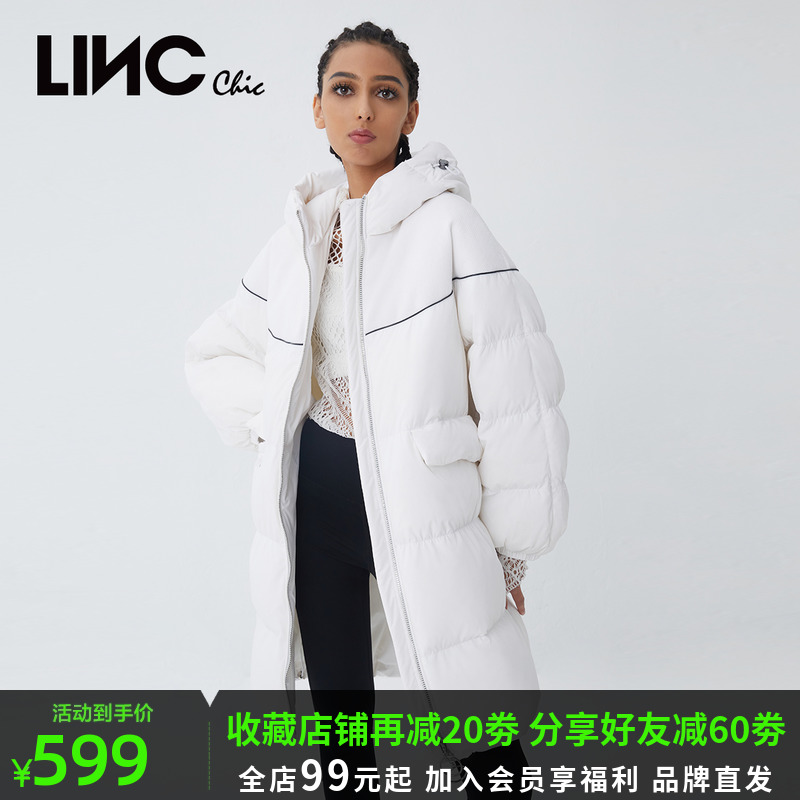 LINC金羽杰羽绒服女2021年新款中长款白鸭绒加厚面包服Y21806264