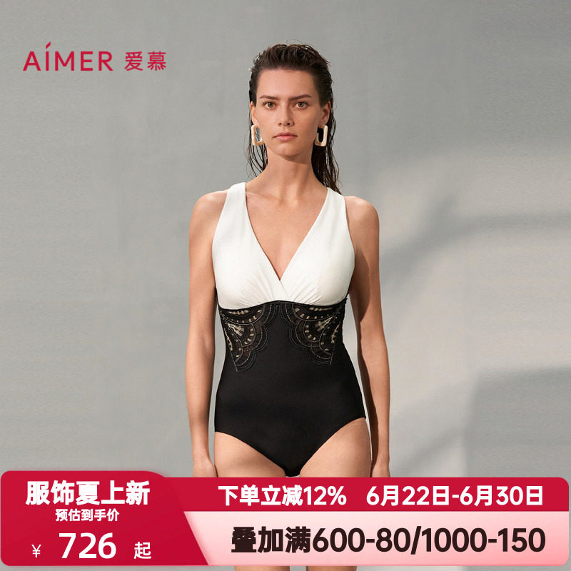 爱慕夏季繁华之上女士泳装沙滩海边游泳性感深V连体泳衣AM689741