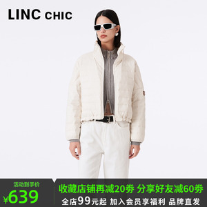 LINCCHIC金羽杰羽绒服女短款2023年秋新款拼色鸭绒外套Y23801016