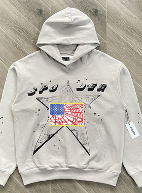 Sp5der worldwide 555555美式印花休闲连帽卫衣