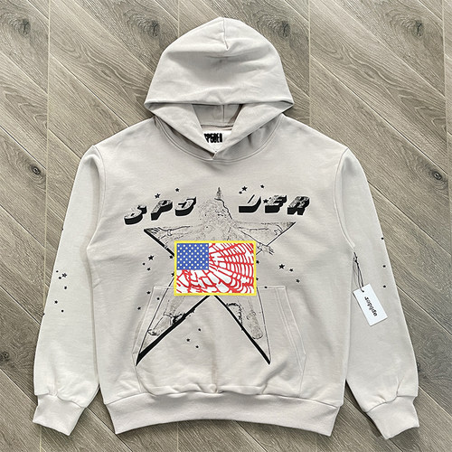 Sp5der worldwide 555555美式印花休闲连帽卫衣