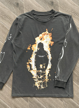 Metro Boomin Heroes and Villains Flame 火焰美式重工洗水长袖T