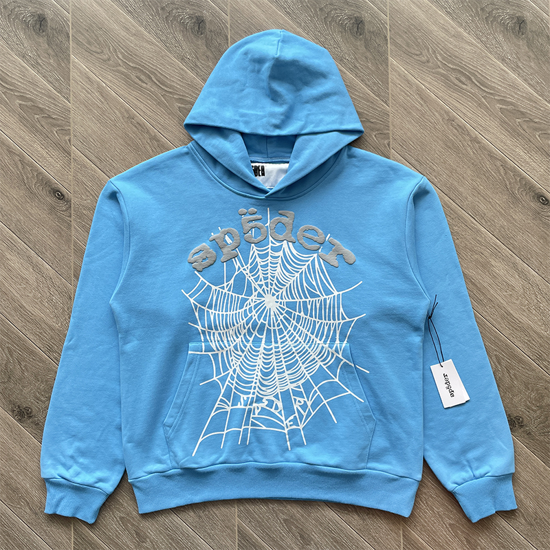 Sp5der worldwide 555555 TEE 蜘蛛网字母立体印花连帽卫衣