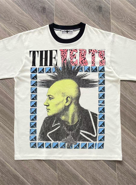 Vertabrae Punk style 朋克风格印花撞色衣领纯棉短袖T恤