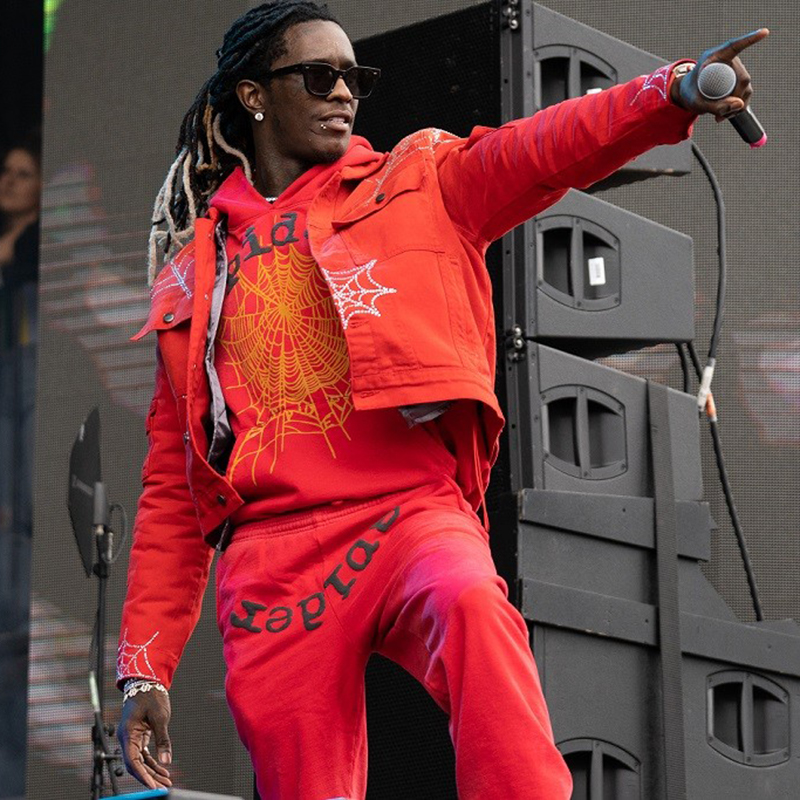 young thug 明星同款 sp5der 555555 hoodie pants 长裤卫衣套装