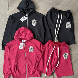 SAINT VANITY Zip Up Hoodie 拉链刺绣连帽卫衣短裤套装