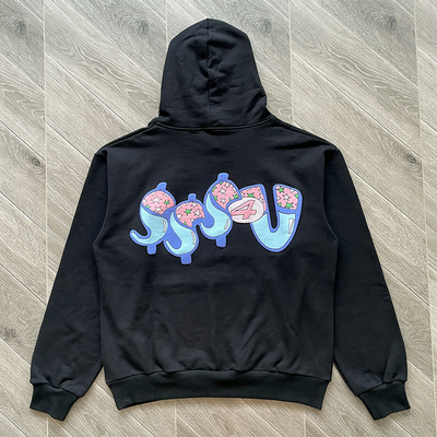 DRAKE RELATED HOODIE 个性潮酷花卉元素点缀黑色连帽卫衣