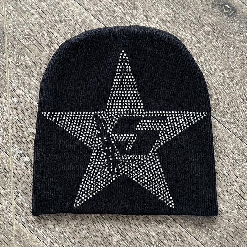Sp5der worldwide 555555 男女同款水钻针织毛线冷帽子