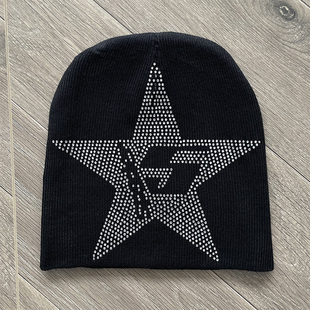 Sp5der worldwide 555555 男女同款水钻针织毛线冷帽子