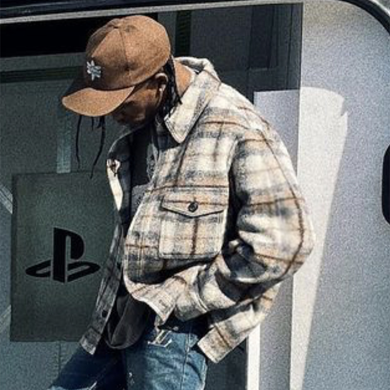 Travis Scott ts Cactus Jack shirt 纯格子毛尼衬衫夹克外套