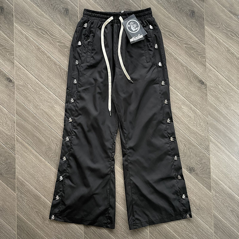 Hellstar Waxed Nylon Button Pants排扣男直筒宽松纽扣高街长裤