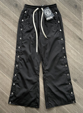 Hellstar Waxed Nylon Button Pants排扣男直筒宽松纽扣高街长裤