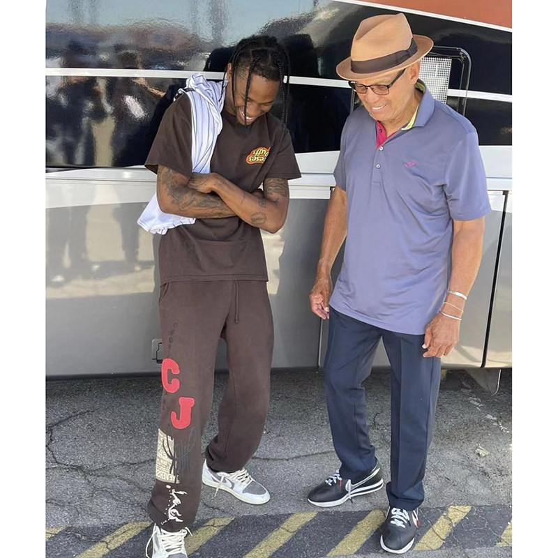 TRAVIS SCOTT CACTUS JACK GRIN CJ 플레어 팬츠 남성 및 여성 스웨트셔츠 바지 정장