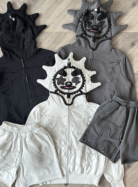 Glo Gang The Glory Full Zip Hoodie 刺绣烫钻连帽卫衣短裤套装