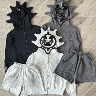 Glory Full 套装 Gang 刺绣烫钻连帽卫衣短裤 The Hoodie Glo Zip