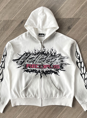 Hellstar Studios Flame Glitter Zip-Up Hoodie闪片连帽卫衣
