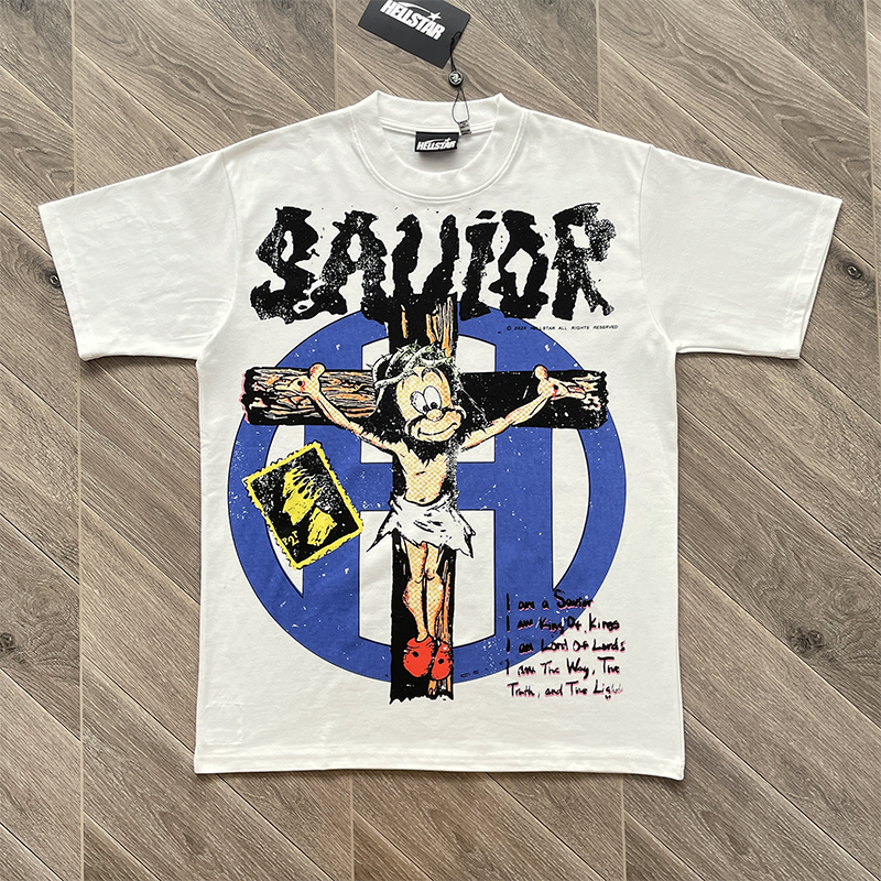 Hellstar Studios创意风格卡通十字架印花纯棉短袖T恤