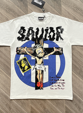 Hellstar Studios创意风格卡通十字架印花纯棉短袖T恤