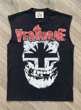 Vertabrae shepherd tank 十字骷髅印花男女纯棉休闲运动半袖背心