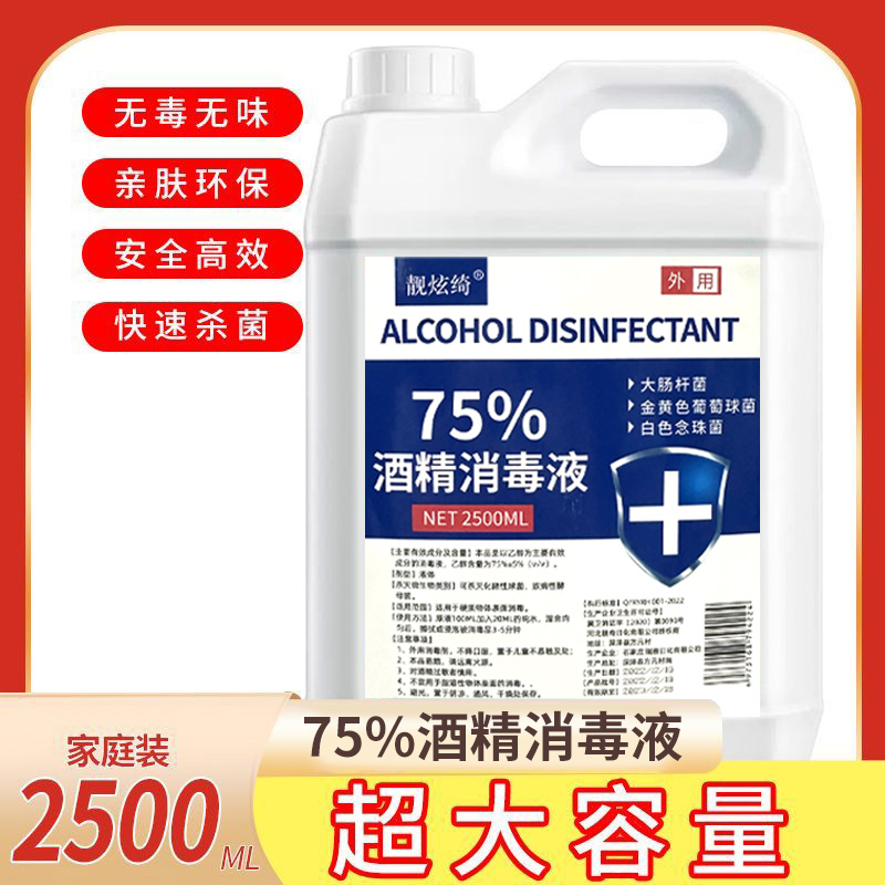 75%酒精消毒液75度酒精喷雾水大桶家用免洗皮肤杀菌清洁乙醇2.5L-封面