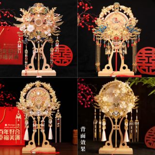 团扇新娘结婚材料包diy秀禾双面高级喜扇子新婚礼物成品出嫁手工