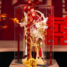 透明展示礼盒空盒团扇新娘结婚扇架嵌入式镶嵌盒子高端大气婚扇子
