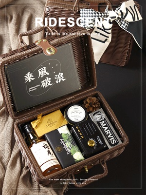 黑色系藤编篮伴郎伴手礼