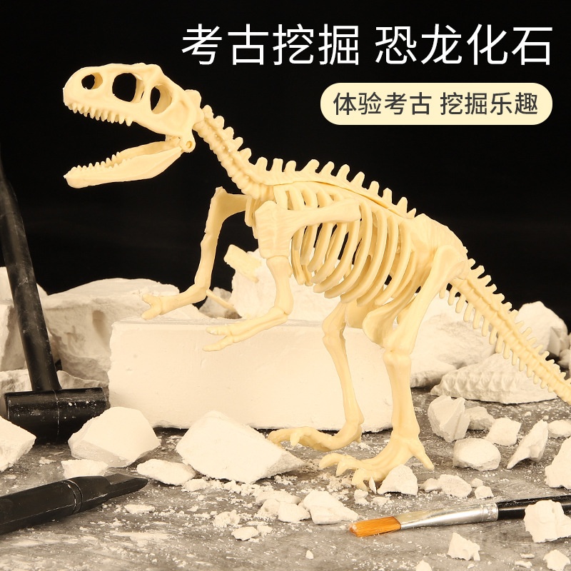 考古恐龙霸王龙化石宝石矿石挖掘玩具儿童早教手工训练专注力