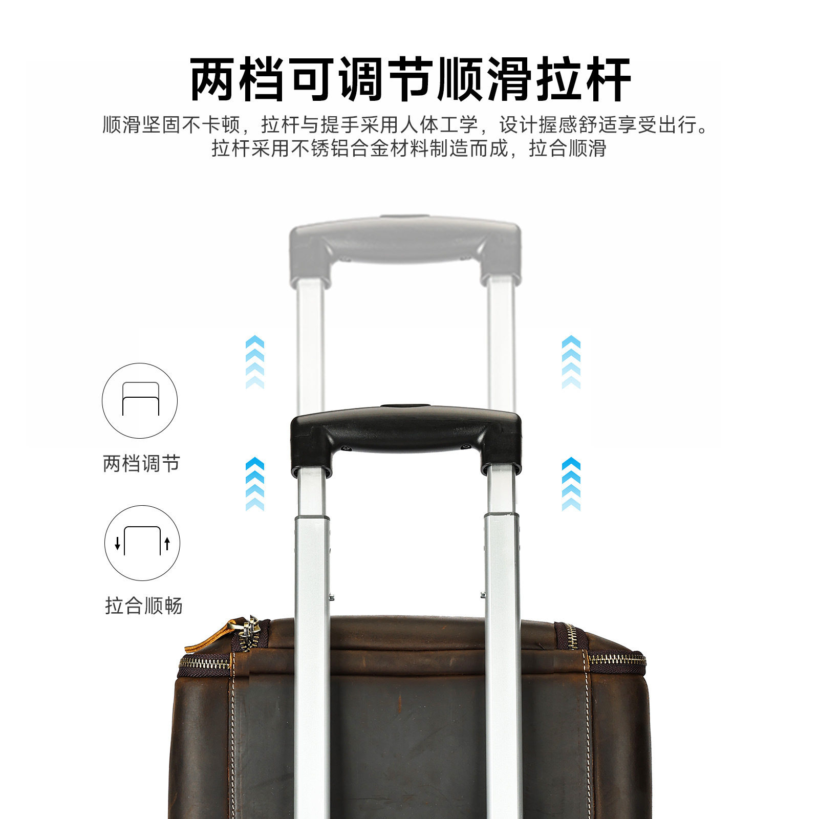 2026新款热销疯马皮拉杆行李袋大容量带鞋仓西装包感复古旅行袋男