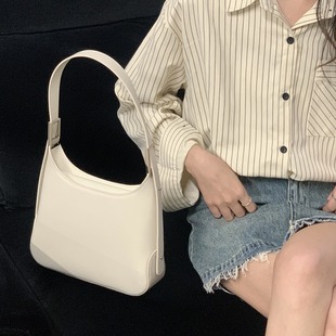 白色單肩托特包女2025新款 2025新款 氣質(zhì)腋下包包感簡(jiǎn)約真皮女包