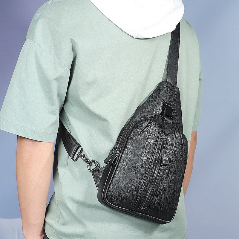 2026春夏真皮男士斜挎包新款时尚大容量单肩包休闲腰包小挎包男生