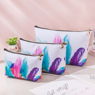 时尚防水PU化妆包旅行便携拉链彩妆收纳袋彩色印花洗漱用品手拿包