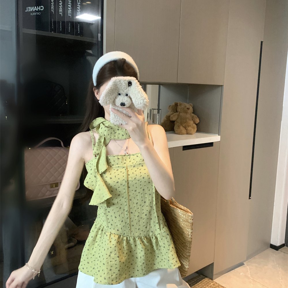实拍2026夏季新款甜美少女风碎花吊带背心女外穿修身显瘦美背上衣