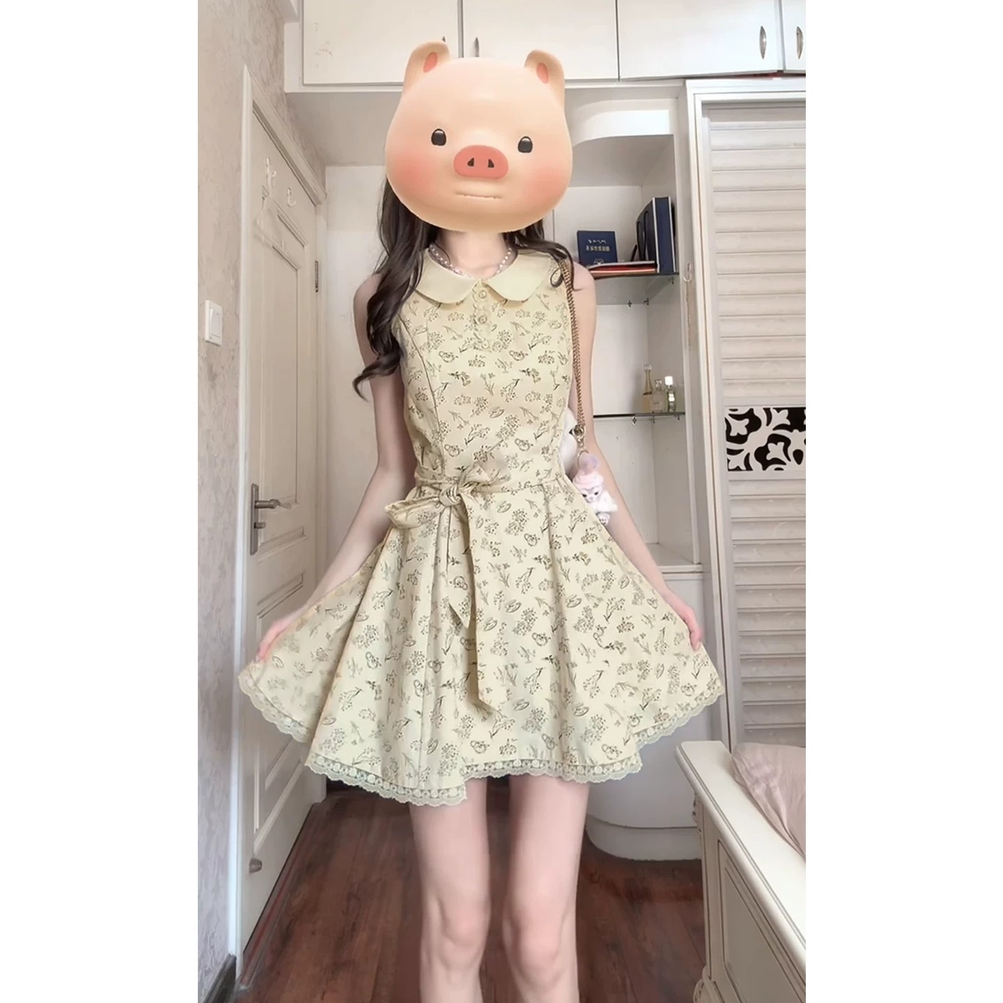 法式千金风娃娃领碎花连衣裙子女2026夏季新款特别漂亮掐腰小裙子