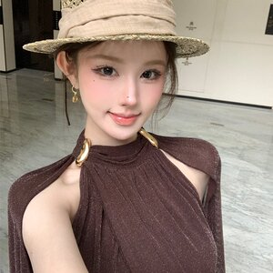 实拍~ 流光赴约法式金属扣斗篷式垂感松弛细闪辣妹背心上衣