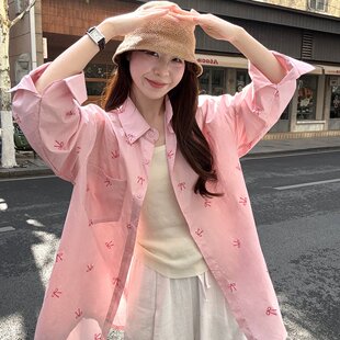 实拍 大码简约蝴蝶结早春百搭长袖衬衫上衣外套女