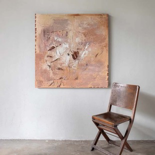 MHD美式侘寂风抽象客厅装饰画肌理手绘油画卧室高级感小众艺术画