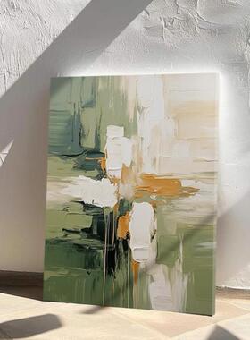 MHD手绘油画立体抽象美式绿色现代玄关肌理画客厅餐厅背景墙挂画