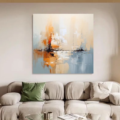 MHD手绘油画【悦色】客厅餐厅大幅手工油画现代简约抽象画玄关画