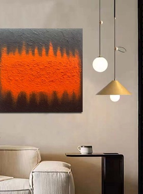 MHD原创手绘油画现代正方形抽象橙色玄关艺术客厅沙发背景装饰画