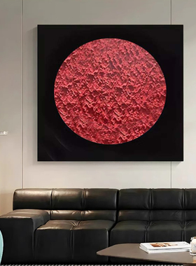 MHD手绘抽象油画轻奢高级感画黑色正方形客厅装饰画沙发背景墙画