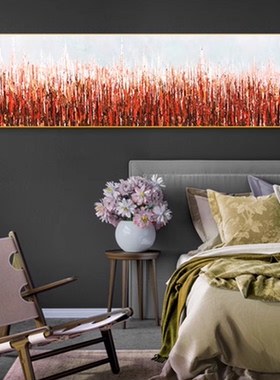 MHD手绘油画抽象画床头卧室装饰画高级感横板沙发玄关画现过道画