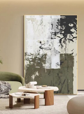 MHD手绘油画现代轻奢客厅背景墙装饰画餐厅玄关肌理画抽象玄关画