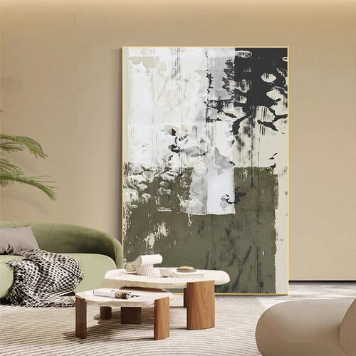 MHD手绘油画现代轻奢客厅背景墙装饰画餐厅玄关肌理画抽象玄关画