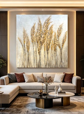 MHD手绘油画现代立体抽象正方形画花卉客厅装饰画肌理感抽象挂画